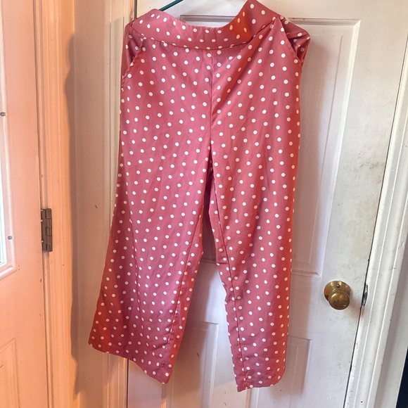Womens blush pink polka dot pants - Picture 2 of 4